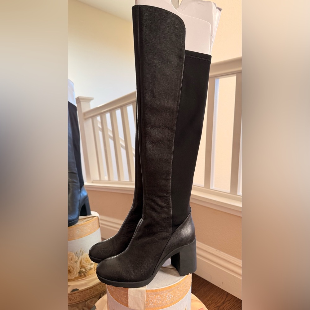 Elegant Black Leather over the Knee Boots